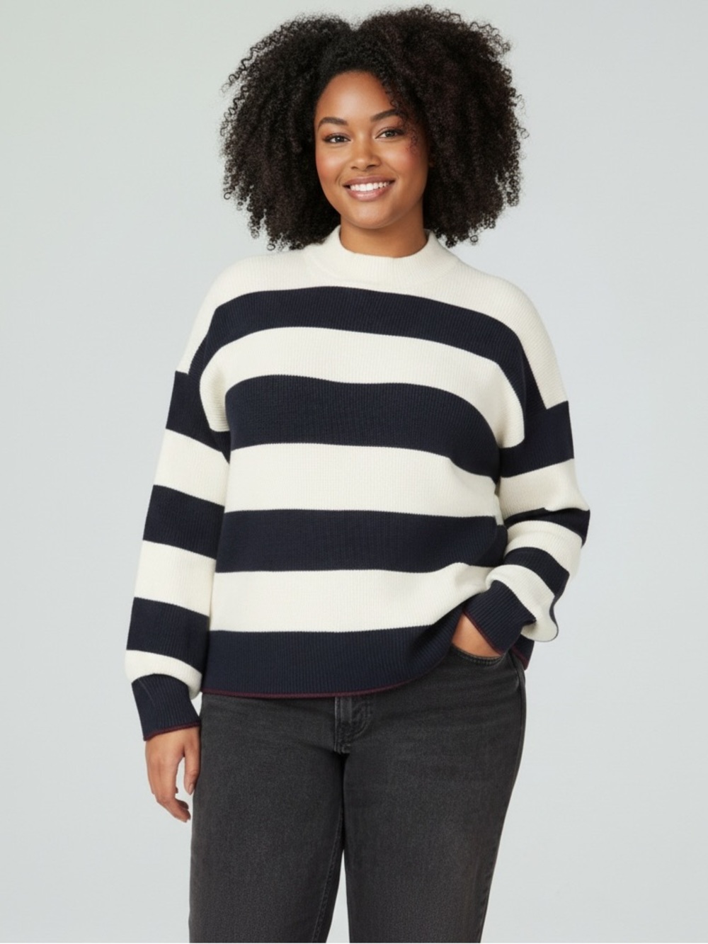 Scotch & Soda Amsterdam Striped Ribbed Mock Neck Sweater Size XL